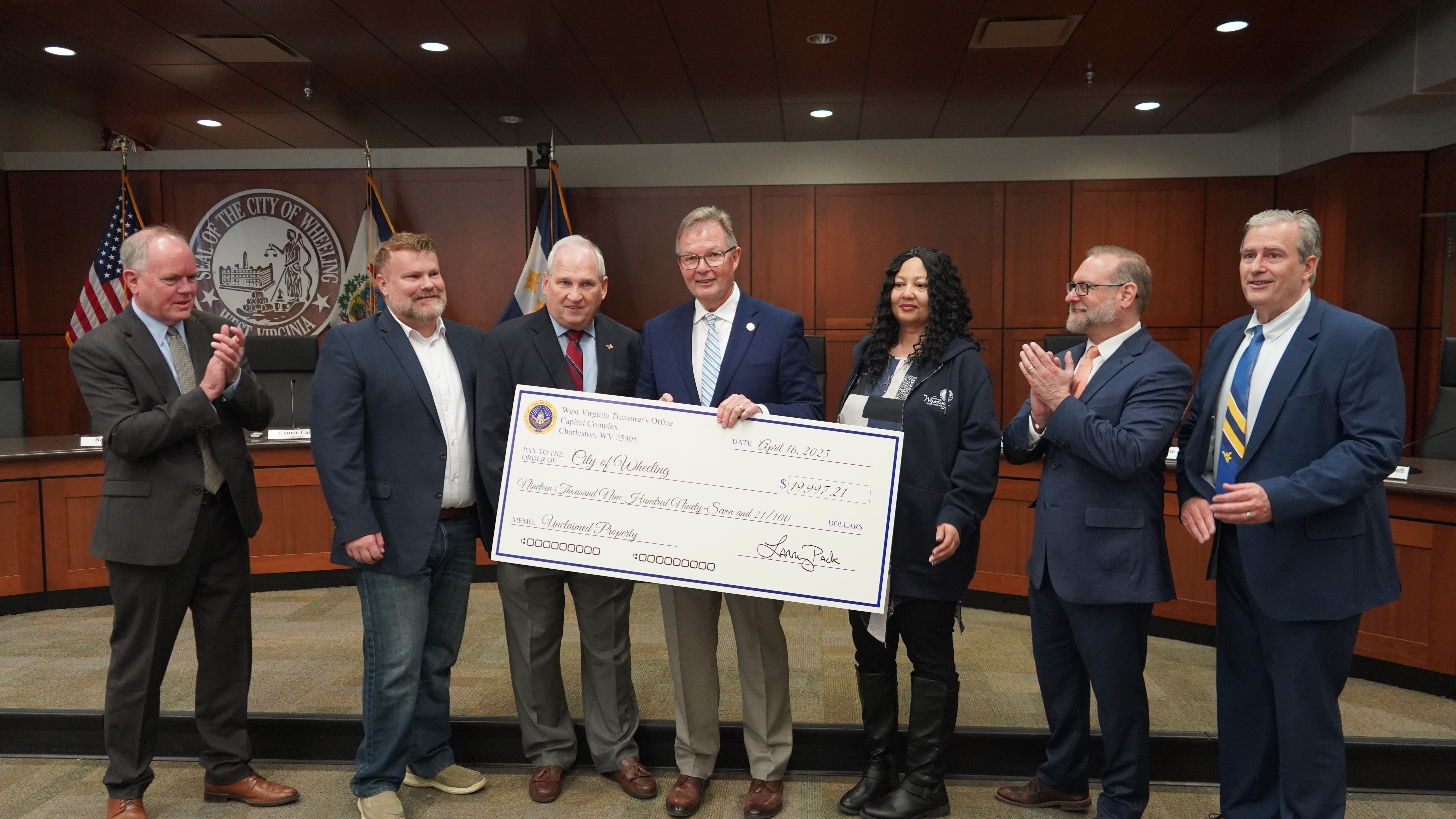 Treasurer Pack Returns Unclaimed Property Check Worth Nearly $20,000 to City of Wheeling