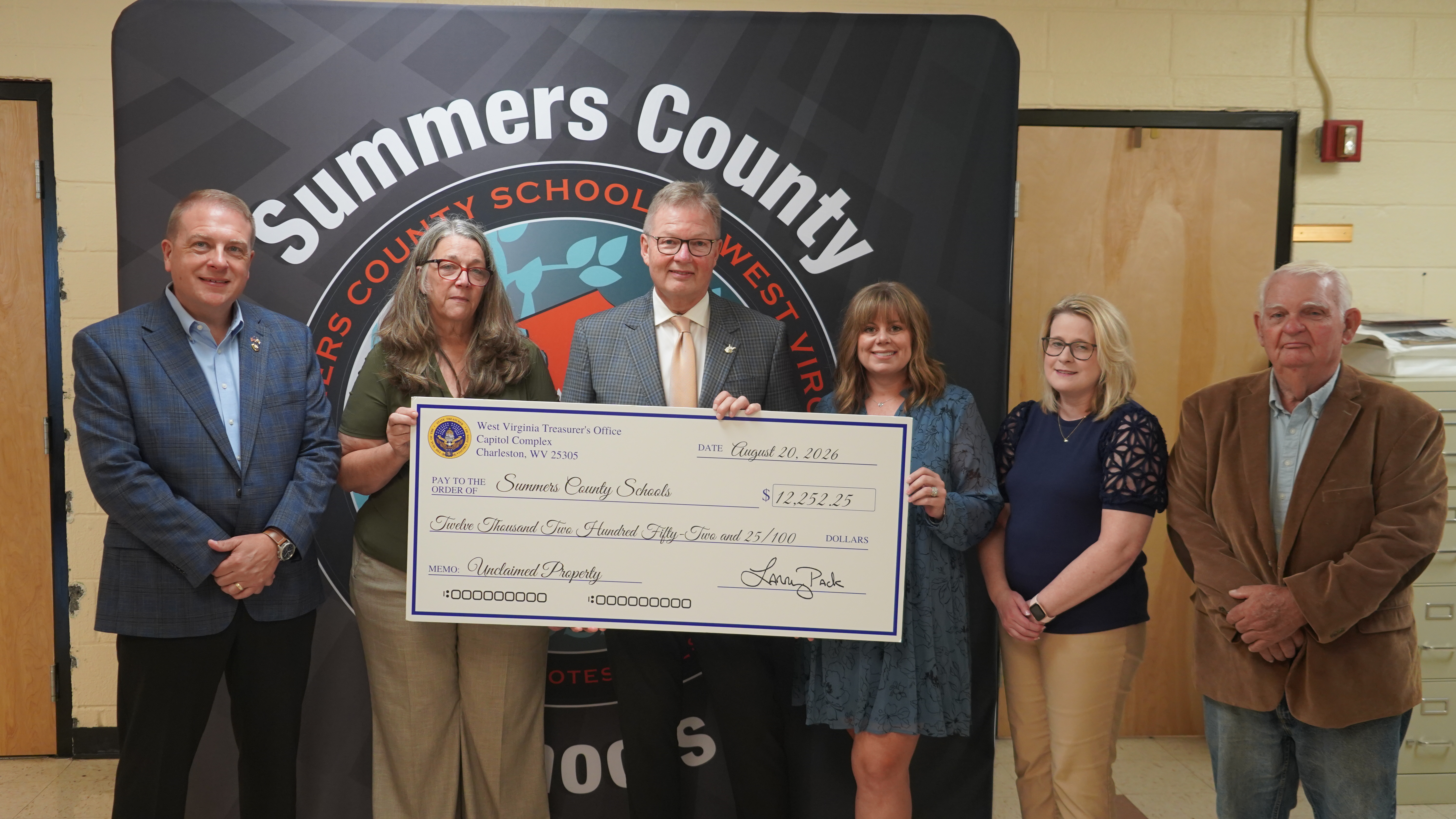 Treasurer Pack Returns More Than $12,000 in Unclaimed Property Funds to Summers County Schools