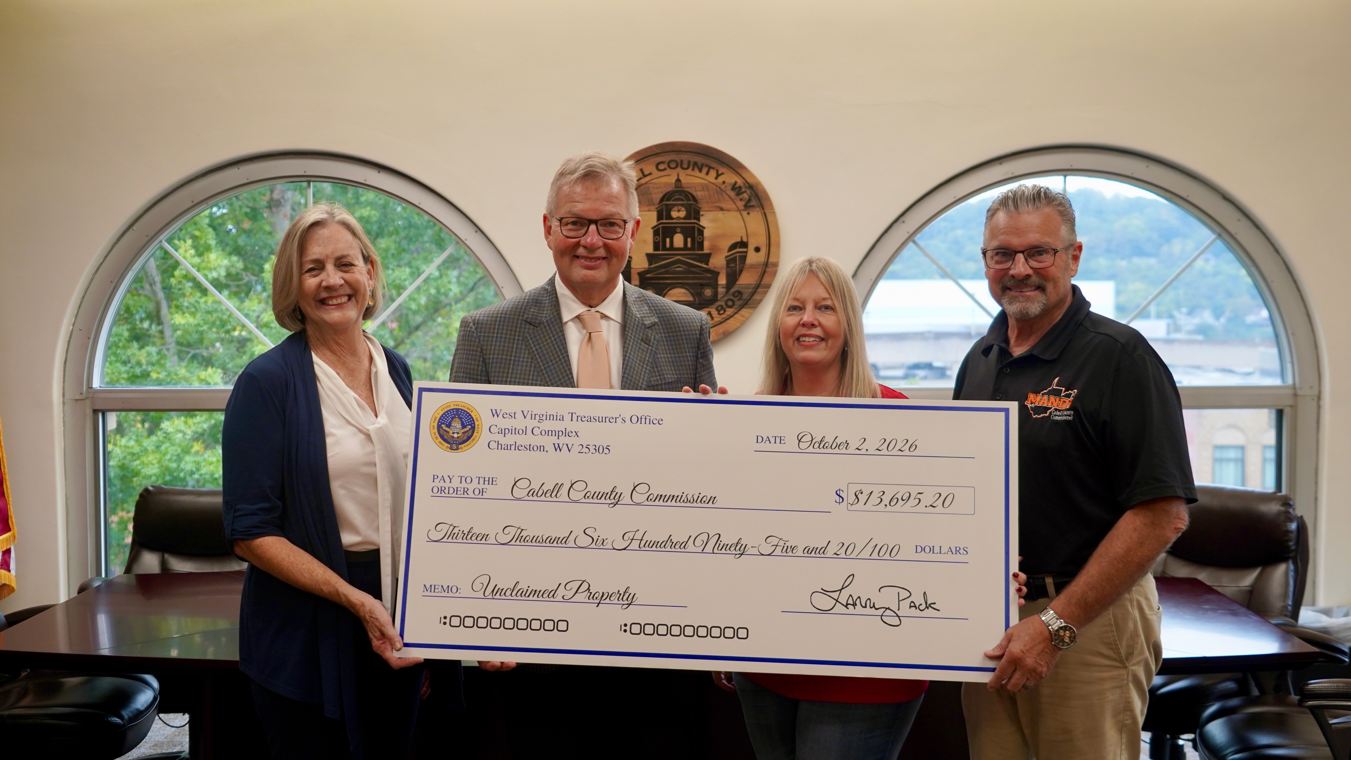 Treasurer Pack Returns More Than $13,000 in Unclaimed Property Funds to Cabell County Commission