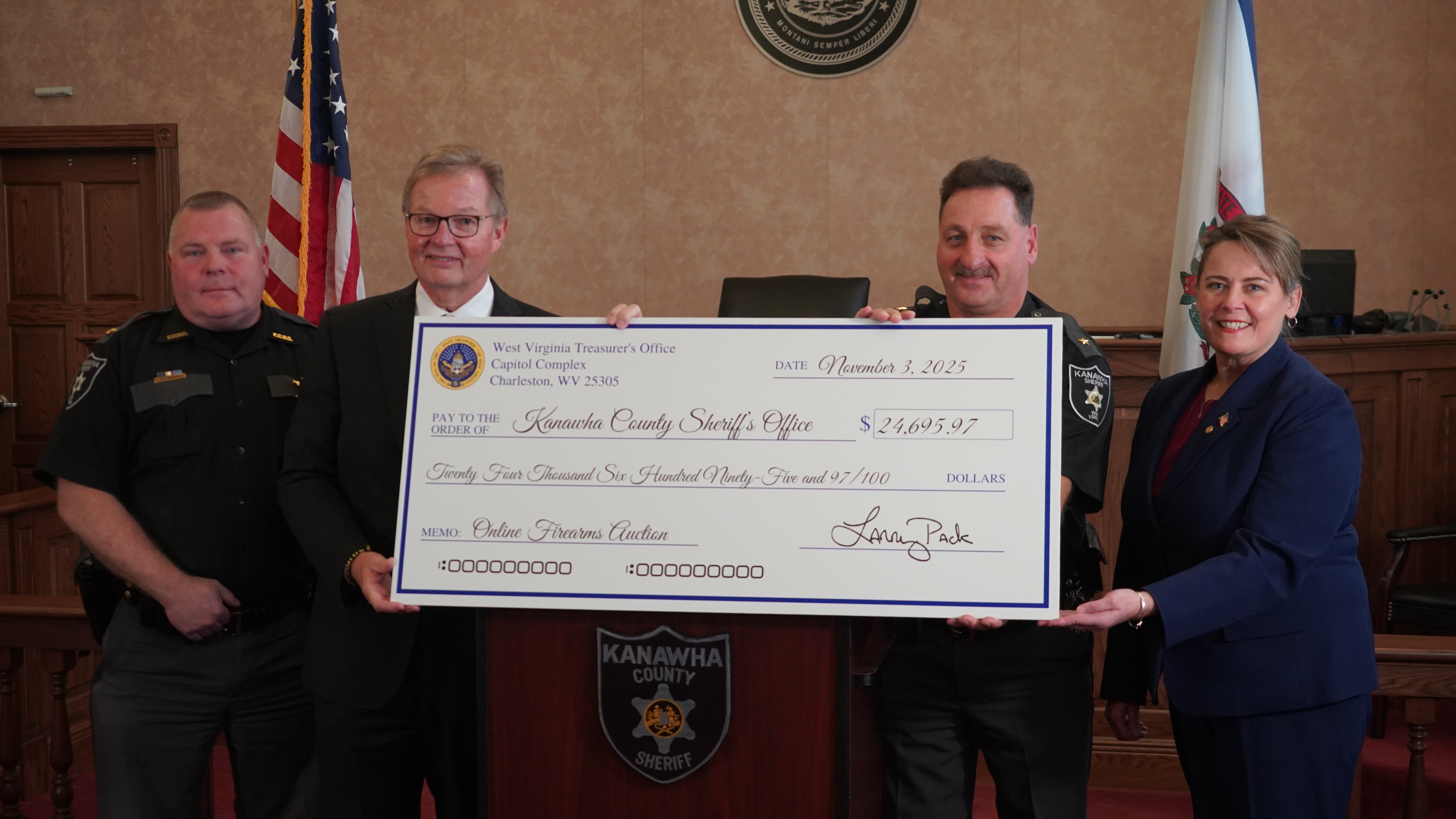 Treasurer Pack Presents More Than $27,000 in Unclaimed Property to Kanawha County Sheriff’s Office, Clendenin Pharmacy, Inc.