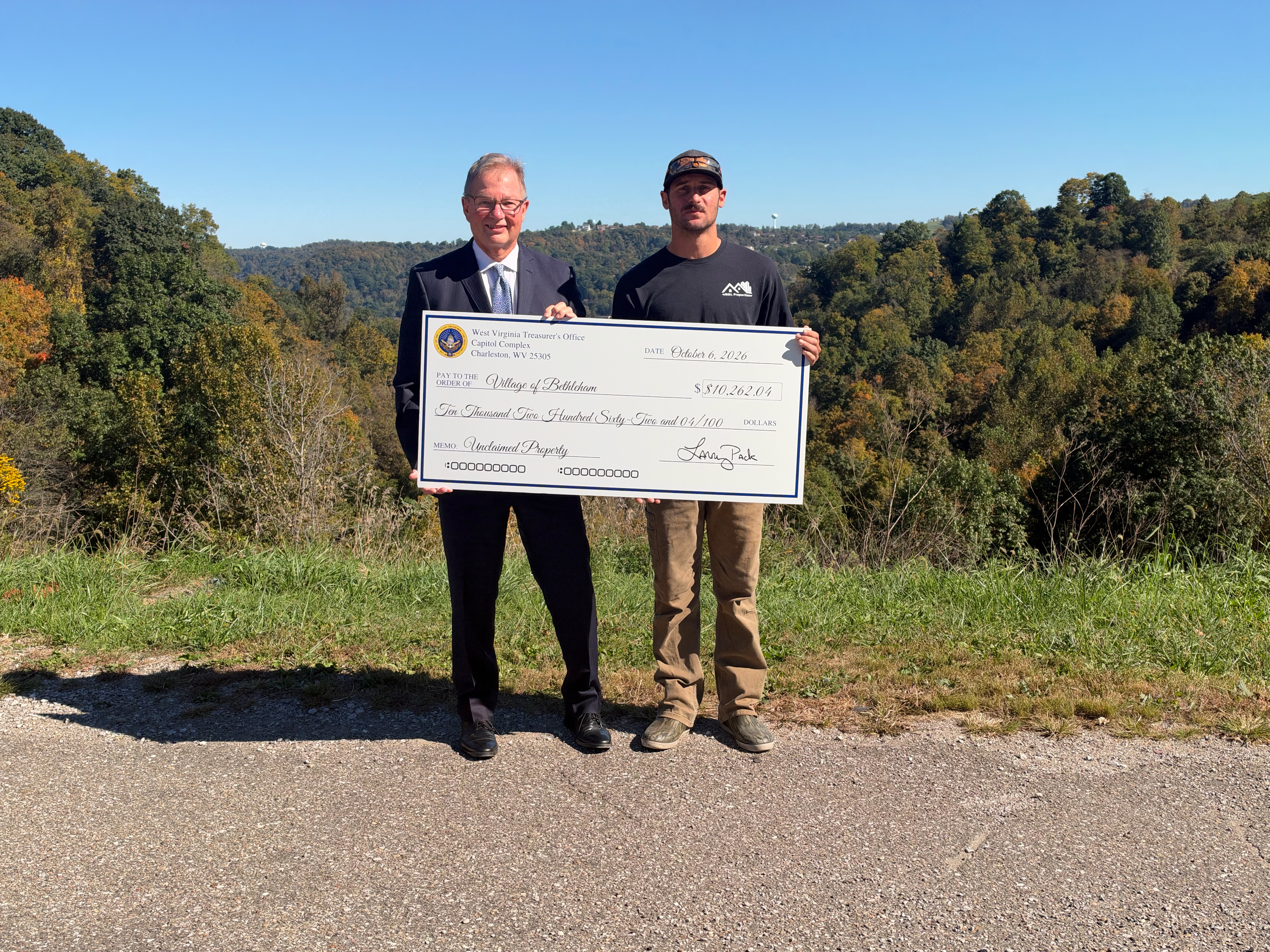 Treasurer Pack Returns More Than $17,000 in Unclaimed Property Funds to Regional Economic Development, Village of Bethlehem in Ohio County