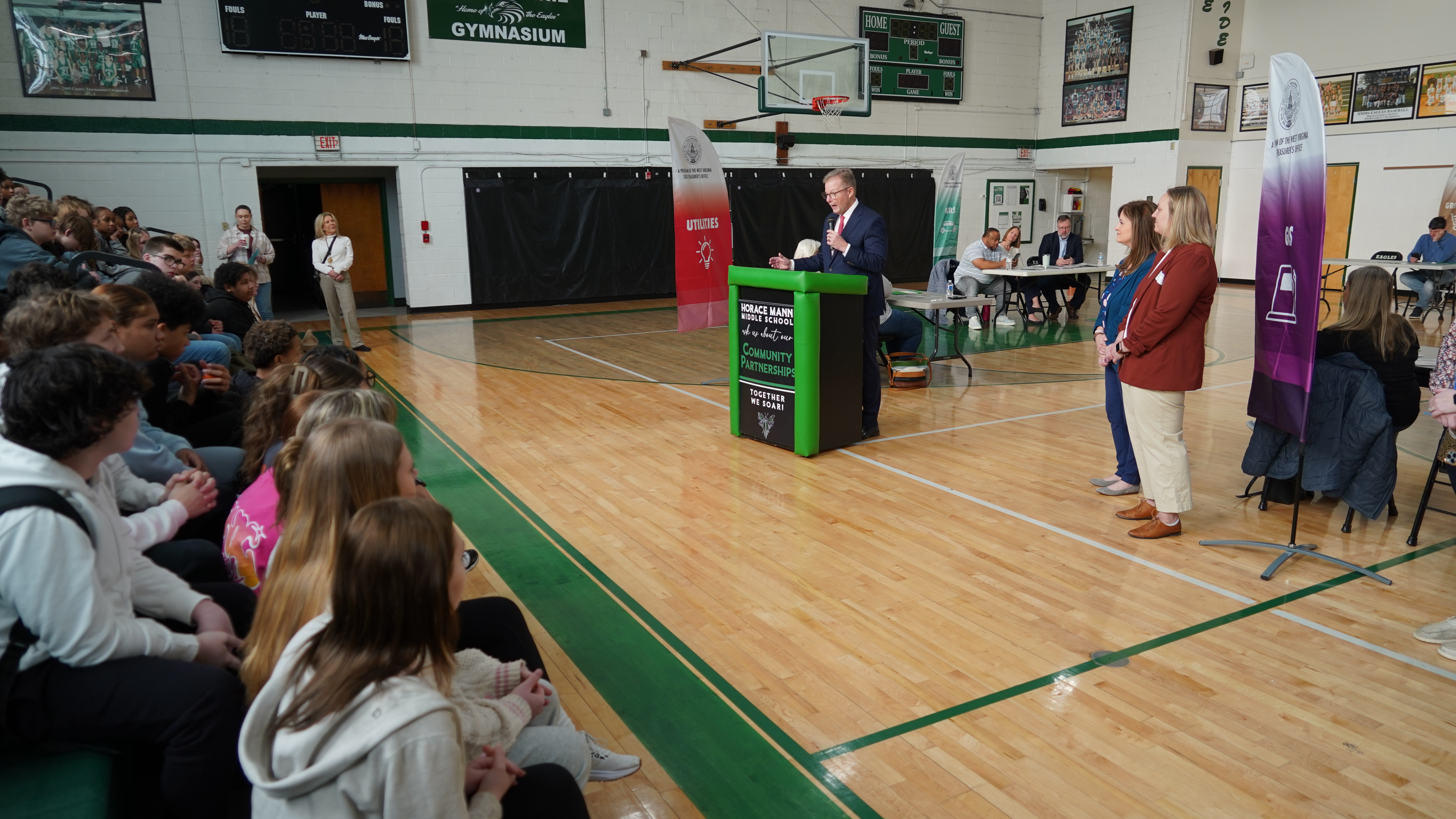 Treasurer Pack Speaks to Horace Mann Middle School Students During "Get a Life" Financial Education Event in Charleston