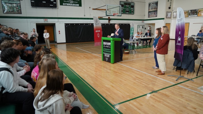 Treasurer Pack Speaks to Horace Mann Middle School Students During "Get a Life" Financial Education Event in Charleston