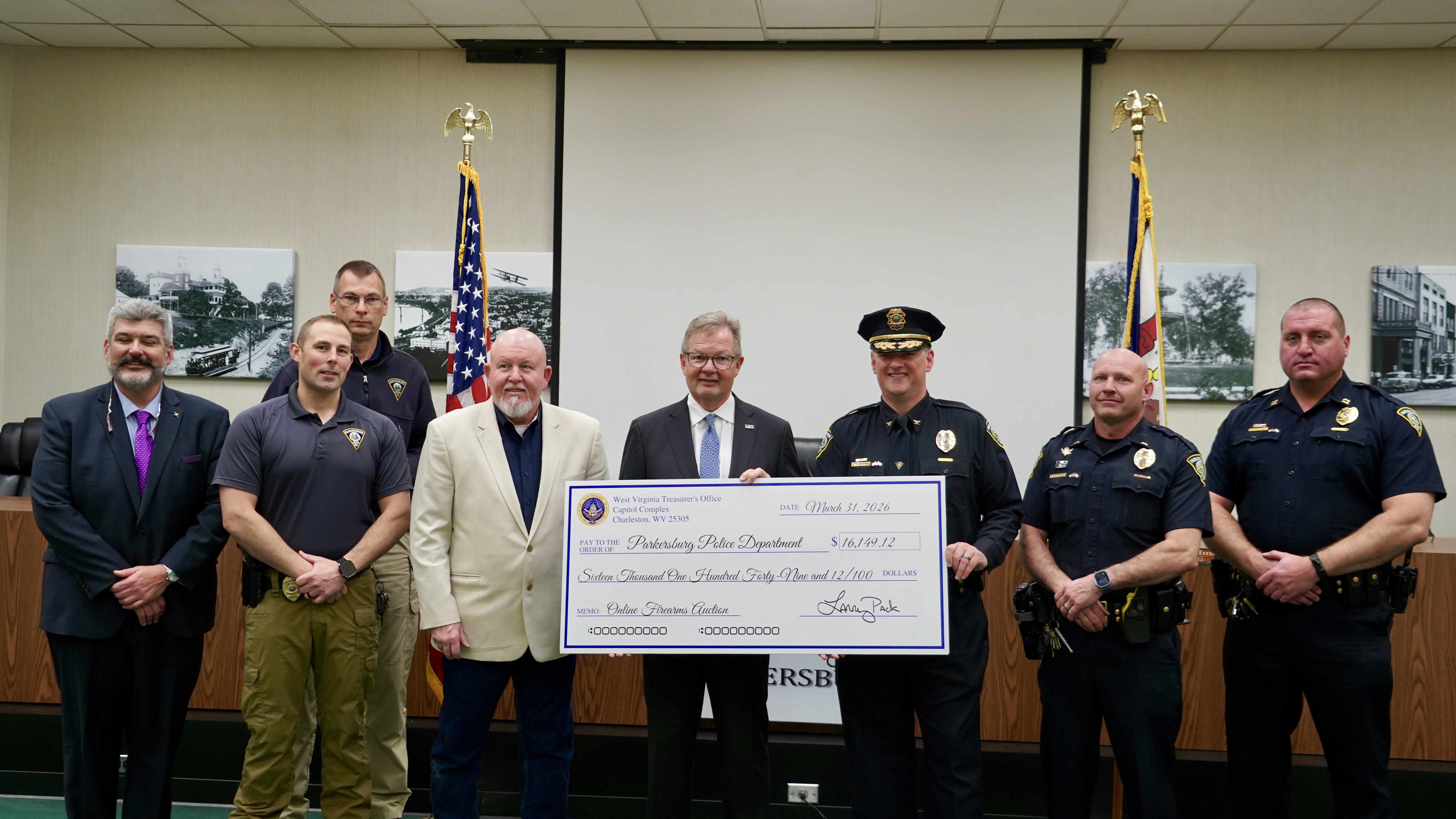 Treasurer Pack Returns More Than $16,000 to Parkersburg Police Department from February Online Firearms Auction