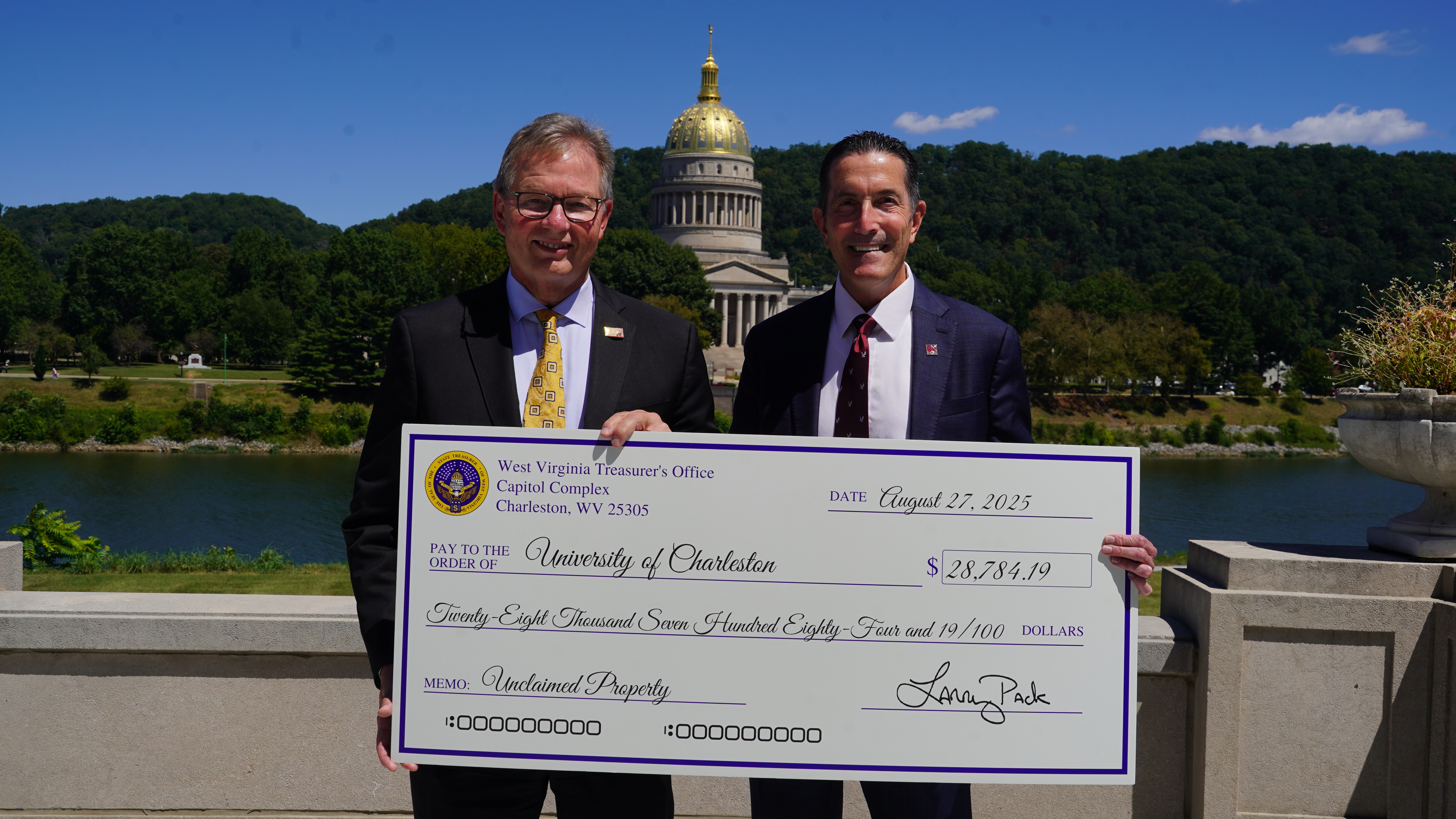 Treasurer Pack Returns More Than $20,000 in Unclaimed Property Funds to the University of Charleston