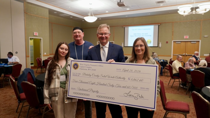 Treasurer Pack Returns More Than $19,000 in Unclaimed Property Funds to West Virginia Solid Waste Authorities